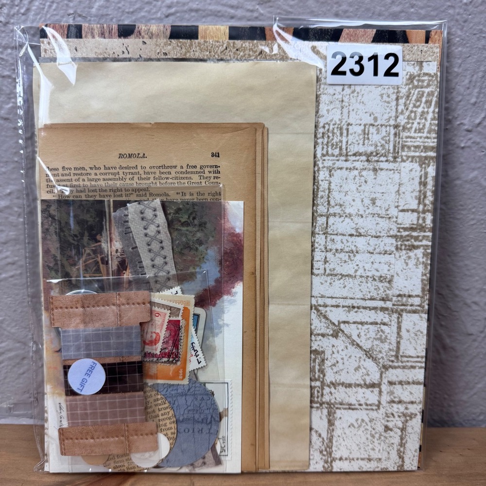 Industrial Rustic themed, Junk journal Wallpaper, stamps, postcard ephemera 2312